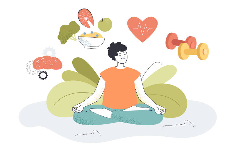 A cartoon of a person with healthy coping skills.